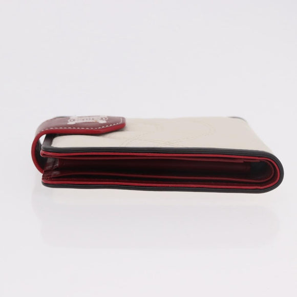 CELINE Compact Wallet Leather White Silver Auth 185052V