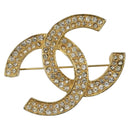 CHANEL COCO Mark Brooch metal Gold Tone CC Auth 185056V-1