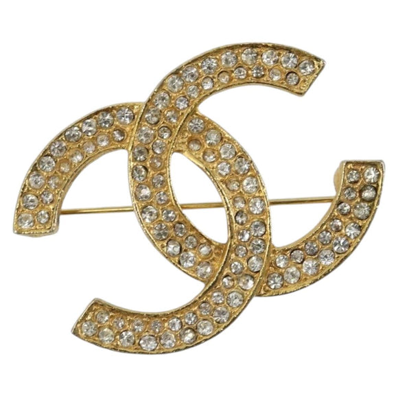 CHANEL COCO Mark Brooch metal Gold Tone CC Auth 185056V