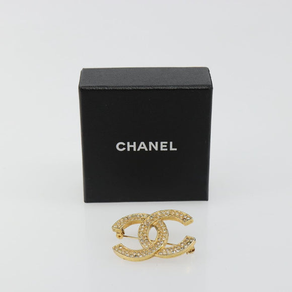 CHANEL COCO Mark Brooch metal Gold Tone CC Auth 185056V