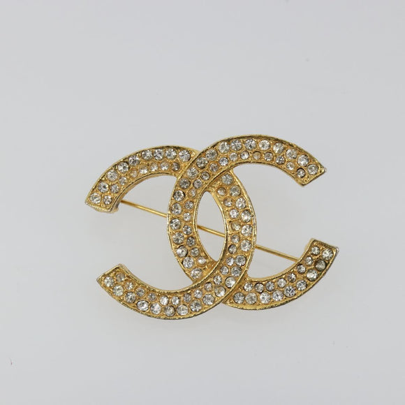 CHANEL COCO Mark Brooch metal Gold Tone CC Auth 185056V