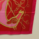 HERMES Carre 140 Scarf ""Coup de Fouet"" Silk Pink Auth 185059M-10