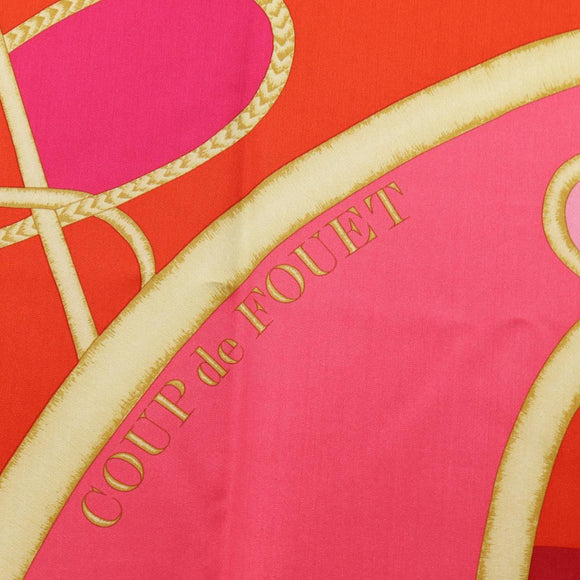 HERMES Carré 140 Sjaal "Coup de Fouet" Zijde Roze Auth 185059M
