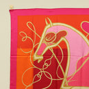 HERMES Carre 140 Scarf ""Coup de Fouet"" Silk Pink Auth 185059M-2