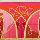 HERMES Carre 140 Scarf ""Coup de Fouet"" Silk Pink Auth 185059M-3
