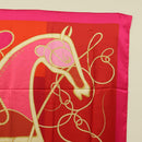 HERMES Carre 140 Scarf ""Coup de Fouet"" Silk Pink Auth 185059M-4