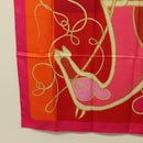 HERMES Carre 140 Scarf ""Coup de Fouet"" Silk Pink Auth 185059M-8