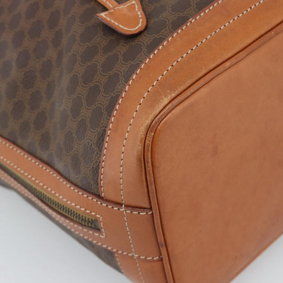 CELINE Macadam Canvas Purse Shoulder Bag PVC Leather Brown Gold Auth 185071