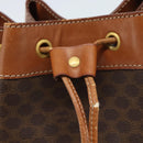 CELINE Macadam Canvas Purse Shoulder Bag PVC Leather Brown Gold Auth 185071-10