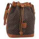 CELINE Macadam Canvas Purse Shoulder Bag PVC Leather Brown Gold Auth 185071-1