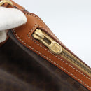 CELINE Macadam Canvas Purse Shoulder Bag PVC Leather Brown Gold Auth 185071-21