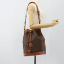 CELINE Macadam Canvas Purse Shoulder Bag PVC Leather Brown Gold Auth 185071-25