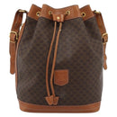 CELINE Macadam Canvas Purse Shoulder Bag PVC Leather Brown Gold Auth 185071-13
