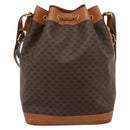 CELINE Macadam Canvas Purse Shoulder Bag PVC Leather Brown Gold Auth 185071-2