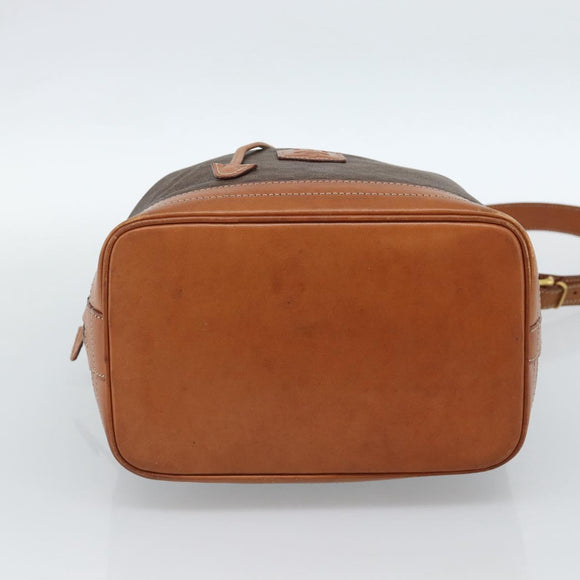 CELINE Macadam Canvas Purse Shoulder Bag PVC Leather Brown Gold Auth 185071