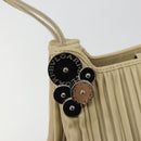 BVLGARI Shoulder Bag Leather Beige Silver Auth 185072A-16
