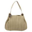 BVLGARI Shoulder Bag Leather Beige Silver Auth 185072A-2
