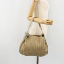 BVLGARI Shoulder Bag Leather Beige Silver Auth 185072A-24