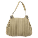 BVLGARI Shoulder Bag Leather Beige Silver Auth 185072A-3