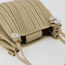 BVLGARI Shoulder Bag Leather Beige Silver Auth 185072A-6