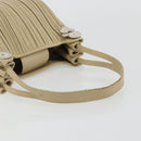 BVLGARI Shoulder Bag Leather Beige Silver Auth 185072A-7