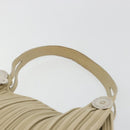 BVLGARI Shoulder Bag Leather Beige Silver Auth 185072A-8