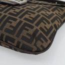FENDI Zucca Canvas Mamma Baguette Shoulder Bag Black Brown Auth 185075V-10