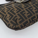 FENDI Zucca Canvas Mamma Baguette Shoulder Bag Black Brown Auth 185075V-11
