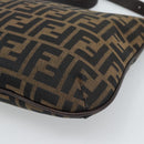 FENDI Zucca Canvas Mamma Baguette Shoulder Bag Black Brown Auth 185075V-12