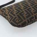 FENDI Zucca Canvas Mamma Baguette Shoulder Bag Black Brown Auth 185075V-13