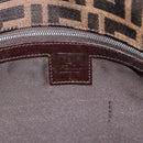 FENDI Zucca Canvas Mamma Baguette Shoulder Bag Black Brown Auth 185075V-15