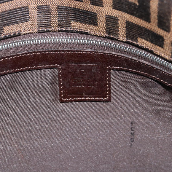 FENDI Zucca Canvas Mamma Baguette Shoulder Bag Black Brown Auth 185075V