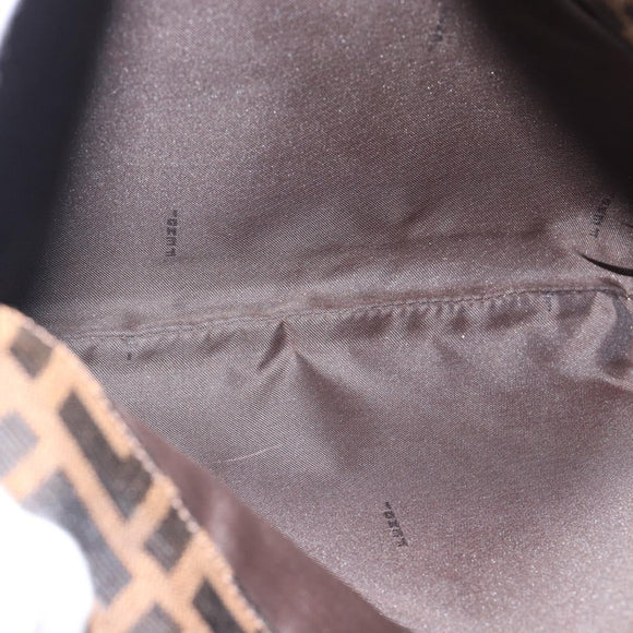 FENDI Zucca Canvas Mamma Baguette Shoulder Bag Black Brown Auth 185075V
