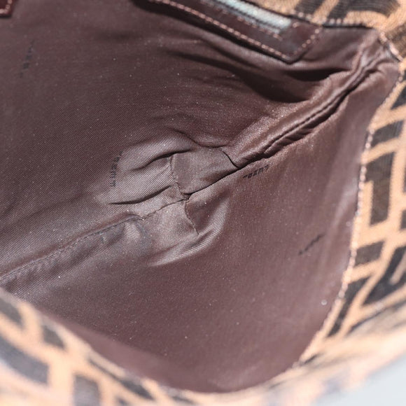 FENDI Zucca Canvas Mamma Baguette Shoulder Bag Black Brown Auth 185075V
