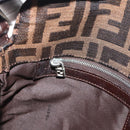 FENDI Zucca Canvas Mamma Baguette Shoulder Bag Black Brown Auth 185075V-19