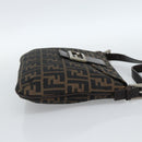FENDI Zucca Canvas Mamma Baguette Shoulder Bag Black Brown Auth 185075V-5