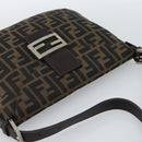 FENDI Zucca Canvas Mamma Baguette Shoulder Bag Black Brown Auth 185075V-6
