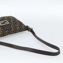 FENDI Zucca Canvas Mamma Baguette Shoulder Bag Black Brown Auth 185075V-7