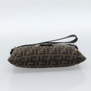 FENDI Zucca Canvas Mamma Baguette Shoulder Bag Black Brown Auth 185075V-9