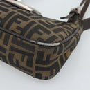 FENDI Zucca Canvas Mamma Baguette Shoulder Bag Black Brown Auth 185076-8