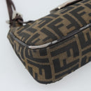 FENDI Zucca Canvas Mamma Baguette Shoulder Bag Black Brown Auth 185076-15