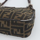 FENDI Zucca Canvas Mamma Baguette Shoulder Bag Black Brown Auth 185076-16