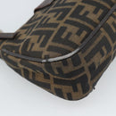 FENDI Zucca Canvas Mamma Baguette Shoulder Bag Black Brown Auth 185076-17