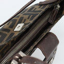 FENDI Zucca Canvas Mamma Baguette Shoulder Bag Black Brown Auth 185076-19