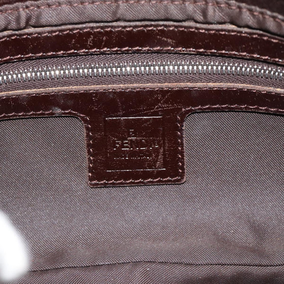 FENDI Zucca Canvas Mamma Baguette Shoulder Bag Black Brown Auth 185076