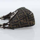 FENDI Zucca Canvas Mamma Baguette Shoulder Bag Black Brown Auth 185076-3