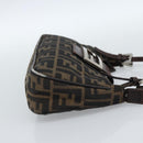 FENDI Zucca Canvas Mamma Baguette Shoulder Bag Black Brown Auth 185076-4