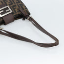FENDI Zucca Canvas Mamma Baguette Shoulder Bag Black Brown Auth 185076-7