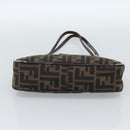 FENDI Zucca Canvas Mamma Baguette Shoulder Bag Black Brown Auth 185076-5