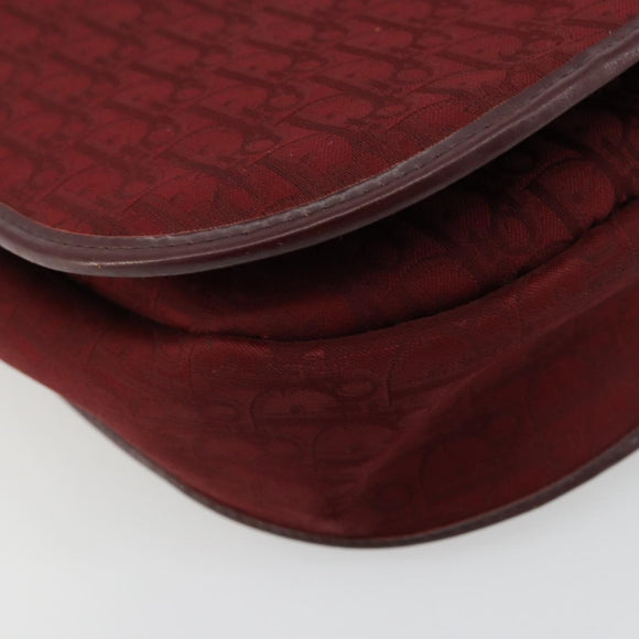 Christian Dior Trotter Canvas Shoulder Bag Red Gold Auth 185078